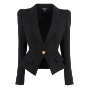 Balmain Elegant Cotton Blend Blazer Black, Dam