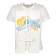 Off White Bomull T-shirt med Fronttryck White, Herr