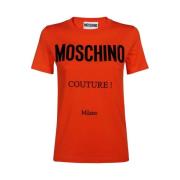 Moschino Elegant Maxi Print T-Shirt Red, Dam