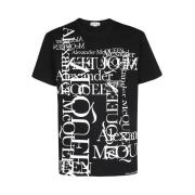 Alexander McQueen Maxi Print Bomull Crew-Neck T-shirt Black, Herr