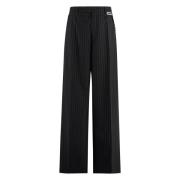 Vetements Pinstriped Wool Trousers Black, Herr