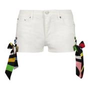 Emilio Pucci Denim Shorts med Dekorativa Bågar White, Dam