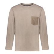 John Elliott Bomull Långärmad T-shirt med Ficka Beige, Herr