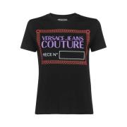 Versace Jeans Couture Bomull T-shirt med Logo Print Black, Dam