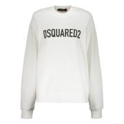 Dsquared2 Bomullssweatshirt med logodetalj White, Dam