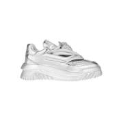 Versace Metallic Sneakers med Perforerad Tå Gray, Dam