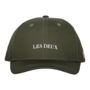 Les Deux Bomull Baseball Cap med Front Logo Green, Herr