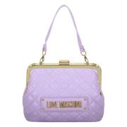 Love Moschino Quiltad Handväska med Avtagbar Rem Purple, Dam