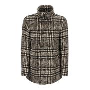 Herno Vintage Glen Check Ullblandad Kappa Brown, Herr