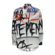 Vetements Tryckt Poplin Skjorta Multicolor, Herr