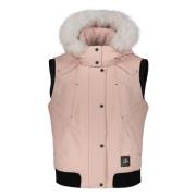 Moose Knuckles Huva Bodywarmer med avtagbar pälskant Pink, Dam