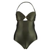 Zimmermann Front Cut-Out One-Piece Swimsuit Green, Dam