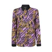 Versace Jeans Couture Viskos Skjorta med Logotryck Purple, Dam