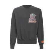 Heron Preston Bomullssweatshirt med fram- och baktilltryck Gray, Herr