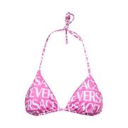 Versace Logo Print Triangel Bikini Topp Pink, Dam