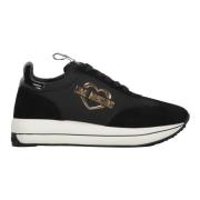 Love Moschino Semskade Low-top Sneakers med Logodetalj Black, Dam