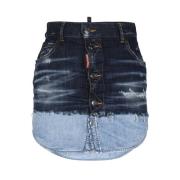 Dsquared2 Sliten Denim Minikjol Blue, Dam