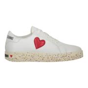 Love Moschino Låga lädersneakers med kontrasterande insatser White, Da...