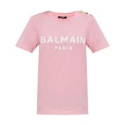 Balmain Kortärmad Bas Rosa T-shirt Pink, Dam