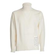 Amaránto Lyxig Turtleneck Sweater Röd Broderi Beige, Herr