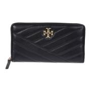 Tory Burch Vadderad Läderplånbok med Dragkedja Black, Dam