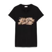 Liu Jo Svart Logotyp Tryck T-shirt Black, Dam