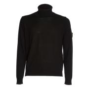 Stone Island Räfflad Turtleneck Sweater Aw24 Black, Herr