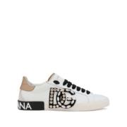 Dolce & Gabbana Portofino Rhinestone Sneakers White, Dam