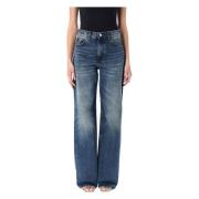 Haikure Mid Blue Jeans Straight Fit Kvinnor Blue, Dam