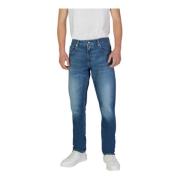 Replay Blå Straight-Leg Jeans med Dragkedja Blue, Herr