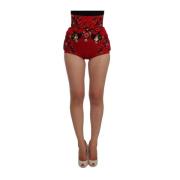 Dolce & Gabbana Förtrollade Sicilien Silkes Shorts med Kristallutsmyck...