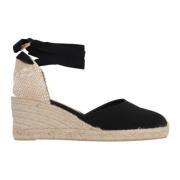 Castañer Svarta Canvas Espadriller med Ankelsnörning Black, Dam