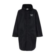 Drole de Monsieur Svart Parkas med Logodetaljer Black, Herr