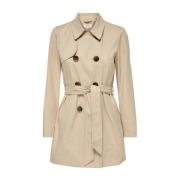 Only Nylon Trenchcoat med sidofickor Beige, Dam