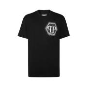 Philipp Plein Svart T-shirt med Fantasiprint Black, Herr