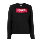 Kenzo Svart Bomullströja Rund Hals Långa ärmar Black, Dam