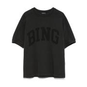 Anine Bing Svart Bomull Jaylin T-shirt med Tryck Black, Dam