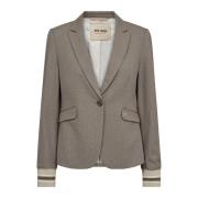 MOS Mosh Randig Ribbstickad Blazer Chokladchip Gray, Dam