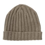 Hindustrie Kashmir Ribbstickad Beanie Mössa i Beige Beige, Herr