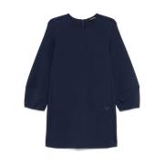 Emporio Armani Blå Jersey Crew Neck Klänning Blue, Dam