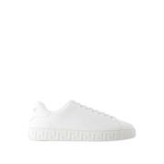 Versace Vita Läder Sneakers - Topp Snören White, Herr