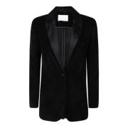 Circolo 1901 Svart Sammet Blazer Jacka Shawl Krage Black, Dam