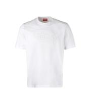 Diesel Präglad Oval Logotyp Crew-neck T-shirt White, Herr