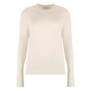 Calvin Klein Räfflad crew-neck ulltröja Beige, Dam