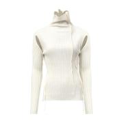 MM6 Maison Margiela Vit Turtlenecktröja med Cut-Out Detaljer White, Da...