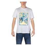 Hugo Boss Vit Tryckt Bomull T-shirt White, Herr