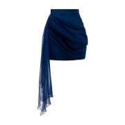 Elisabetta Franchi Satin smal passform draperad minikjol Blue, Dam