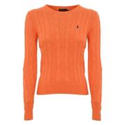 Polo Ralph Lauren Orange Kabelstickad Tröja Orange, Dam