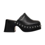 Curiosite Svart Läder Stud Sandaler Black, Dam