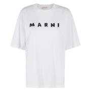 Marni Logo Print Oversized T-shirt White, Dam